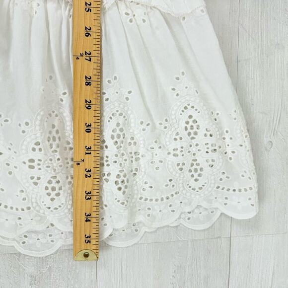 Tart Mia White Eyelet Dress Women L Ruffle Hem Peasant Dainty Cotton Cottagecore - Picture 13 of 15